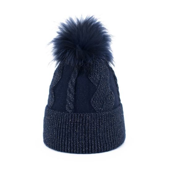 Čepice s fluffy bambulí šedá