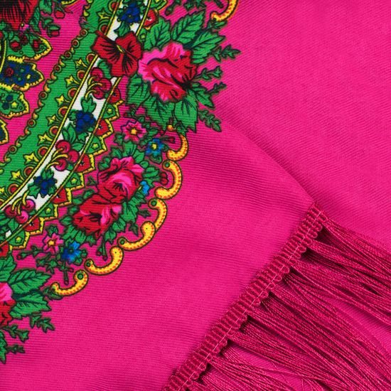 Šedý folkový šátek s dlouhými třásněmi