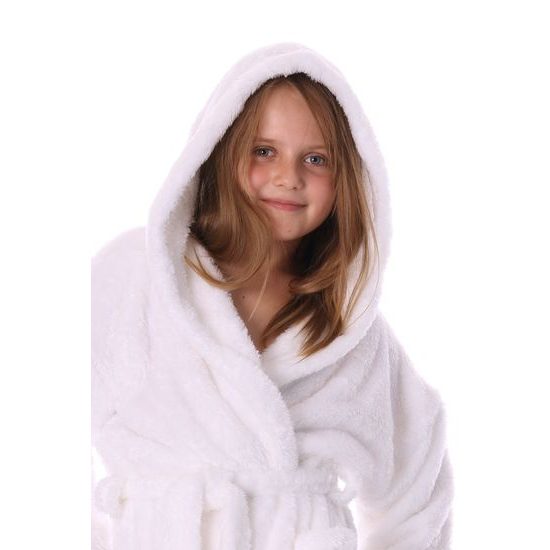 Dětský dlouhý župan s kapucí LILLY a JACK EXTRA bílá