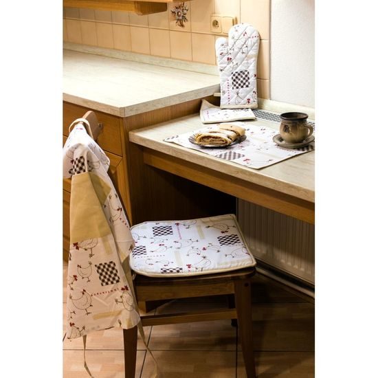 Kuchyňská chňapka s magnetem 18*32 cm, slepičky bílé