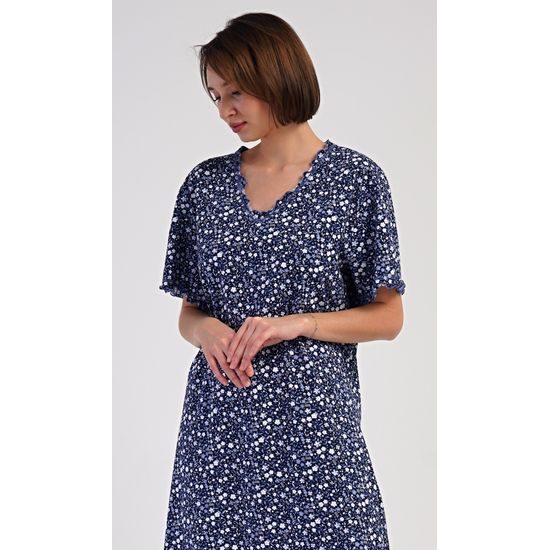Dámská noční košile s krátkým rukávem Miriam - tmavě modrá