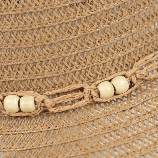 hnědý romantický dámský klobouk s korálky