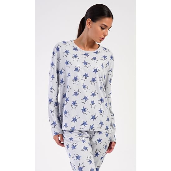 Dámské pyžamo dlouhé Stars - šedá