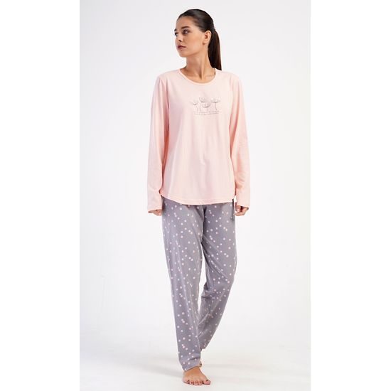 Dámské pyžamo dlouhé Petra - světle lososová