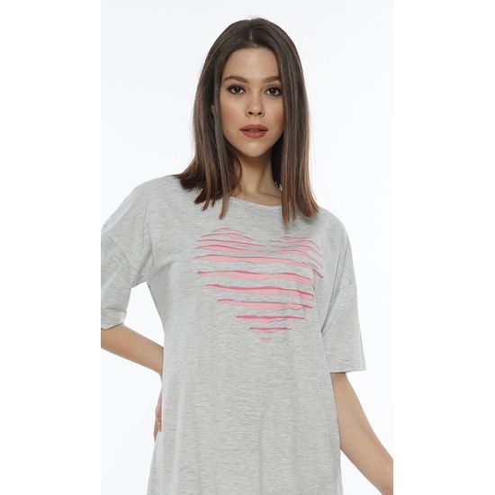 Dámské domácí šaty s krátkým rukávem Srdce - světle šedá