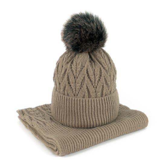 Sada pletené čepice a šály Lomnice růžová