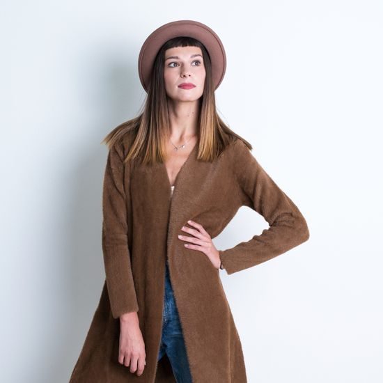 Dámský vlněný klobouk s úzkou krempou béžový