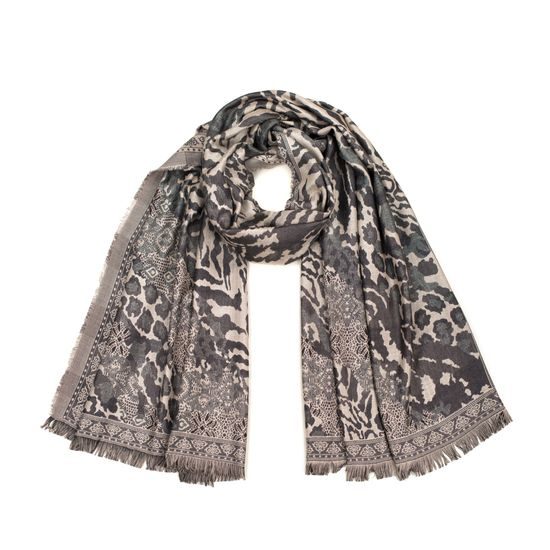 Šál se zvířecím vzorem - hnědý