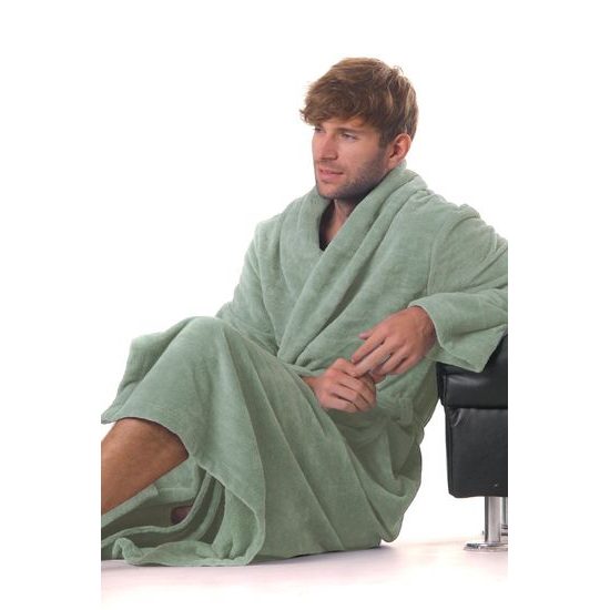 Unisex dlouhý savý župan se šálovým límcem TAMPA olivová