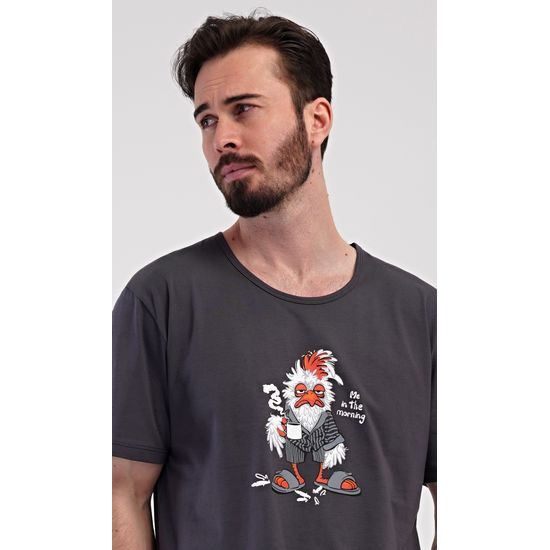 Pánské pyžamo šortky Ranní káva - tmavě šedá