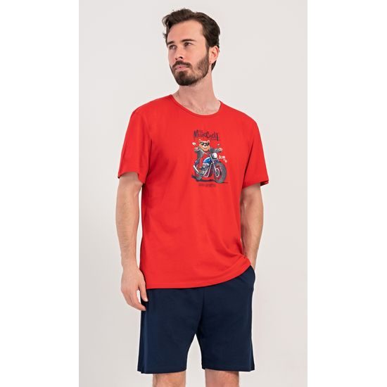 Pánské pyžamo šortky Motorkář - červená