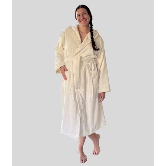 Dámský župan dlouhý s kapucí Pláž - smetanová