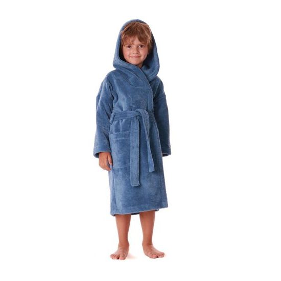 Dětský dlouhý savý župan s kapucí TAMPA denim