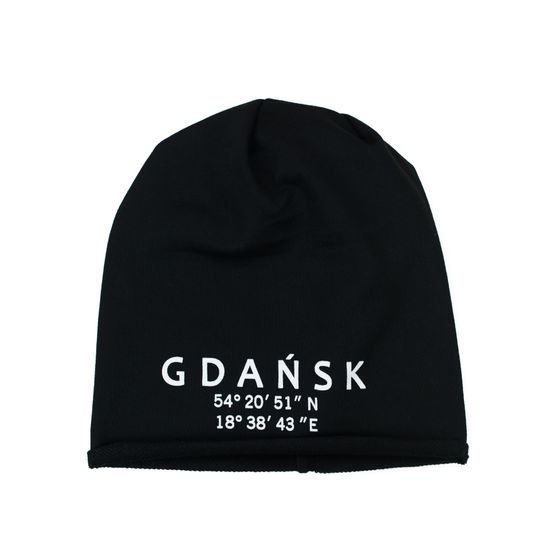 Přechodná tenká čepice s nápisem - černá