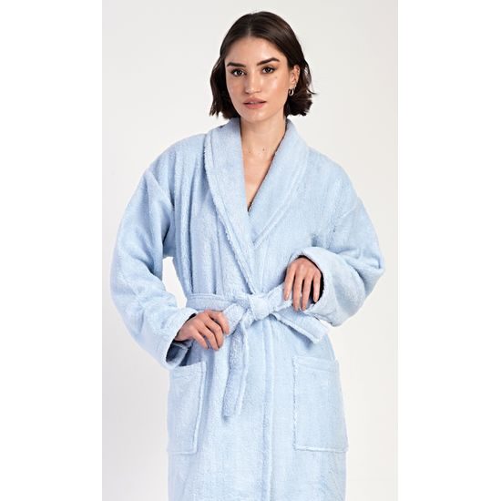 Dámský župan dlouhý se šálovým límcem Karolína - světle modrá