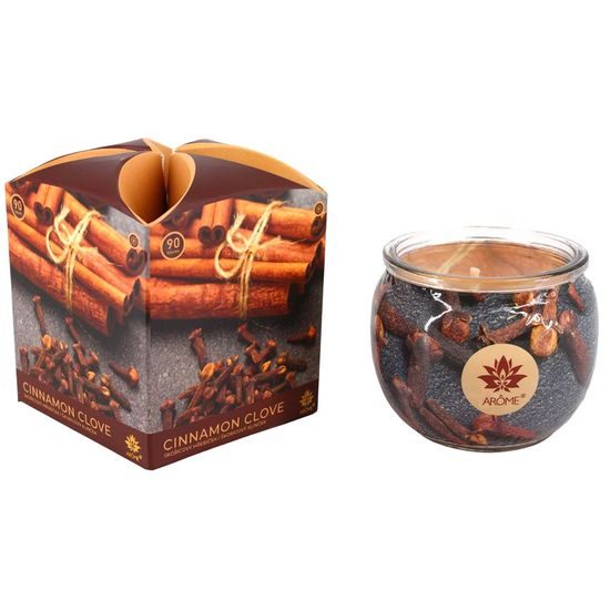 ARÔME Svíčka 90 g, ve skle a flower boxu, Cinamon Clove