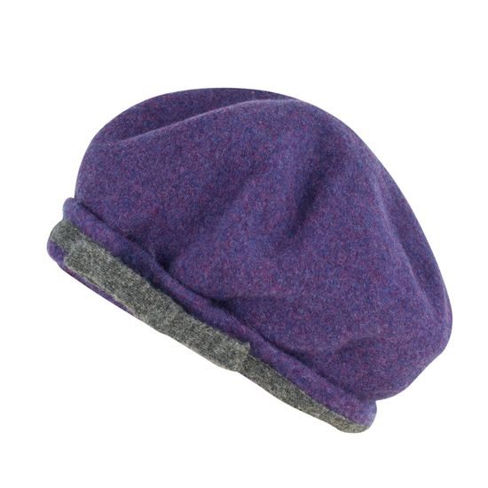 Filcový baret s mašličkou fialový