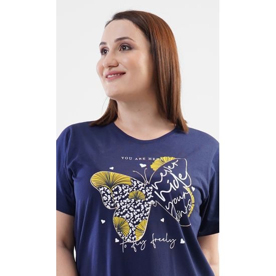 Dámská noční košile s krátkým rukávem Melanie - tmavě modrá