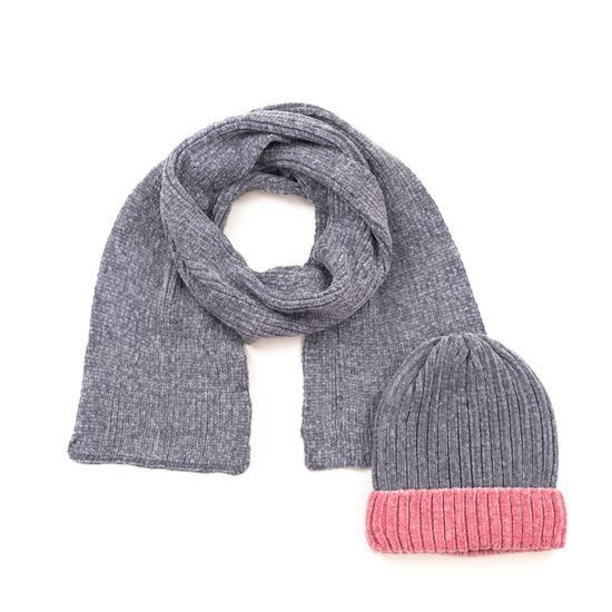 Čepice, šála - šedá