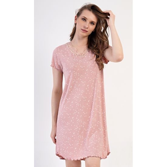 Dámská noční košile s krátkým rukávem Judita - lososová