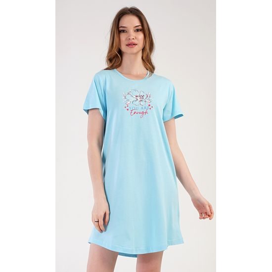 Dámská noční košile s krátkým rukávem Eliška - mentolová