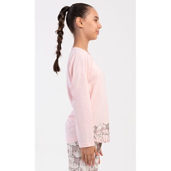 Dětské pyžamo dlouhé Koťata - světle lososová