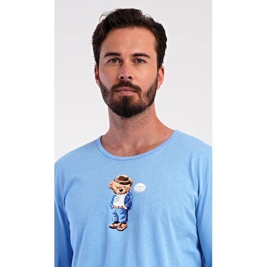 Pánské pyžamo dlouhé Bear - světle modrá