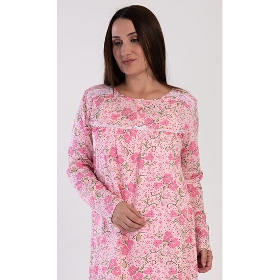 Dámská noční košile s dlouhým rukávem Estela - lososová