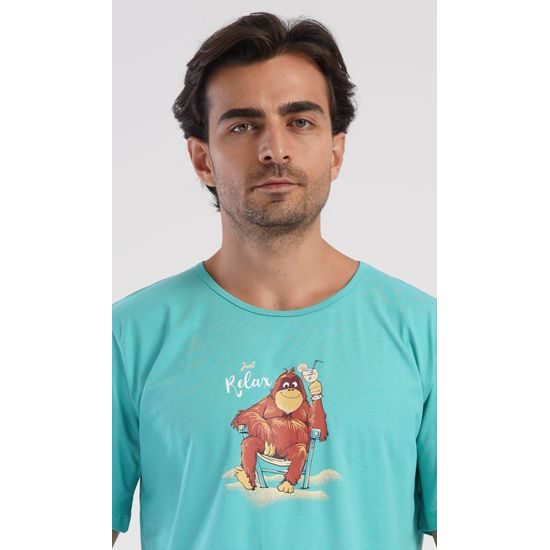 Pánské pyžamo šortky Relax - tyrkysová