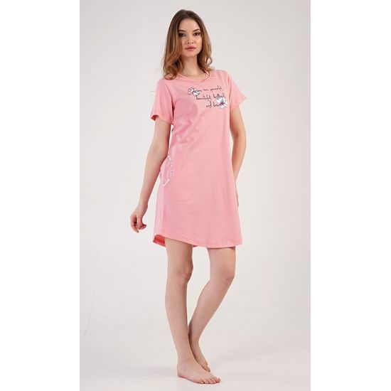 Dámské domácí šaty s krátkým rukávem Betty - lososová