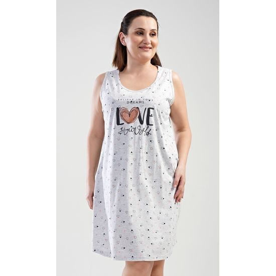 Dámská noční košile na ramínka Love - šedá