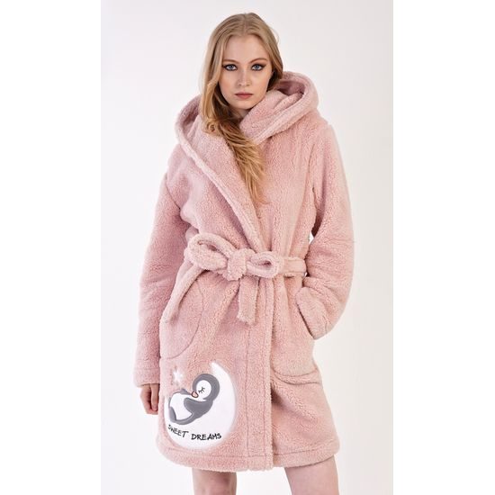 Dámský župan krátký s kapucí Sweet dreams - starorůžová