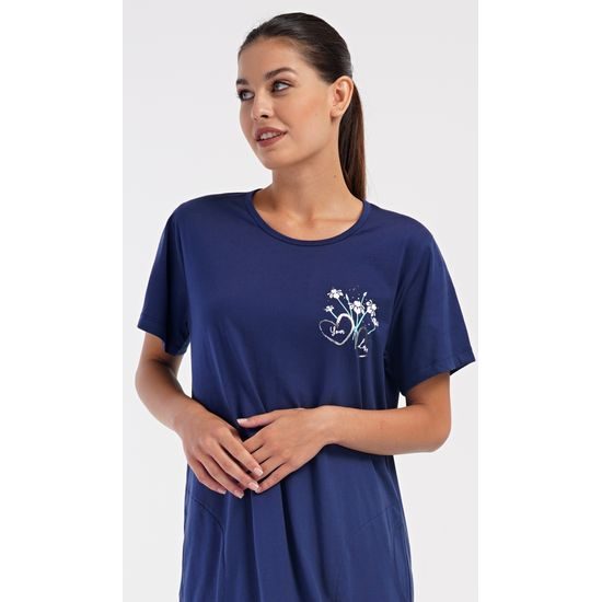 Dámské domácí šaty s krátkým rukávem Janette - tmavě modrá
