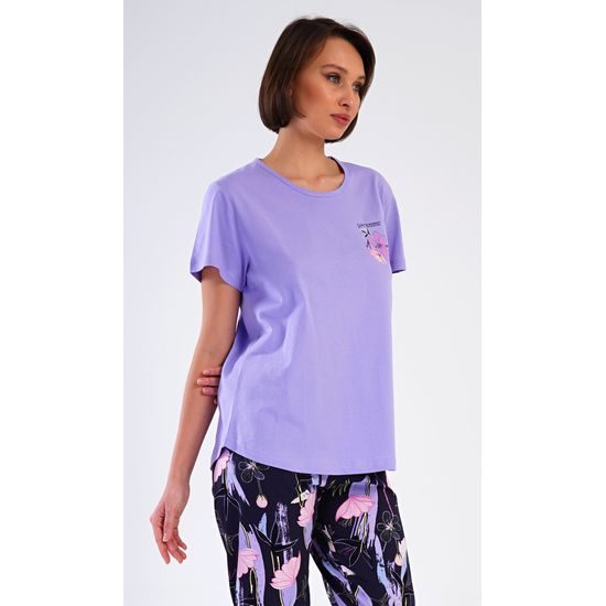 Dámské pyžamo kapri Flowers - fialová