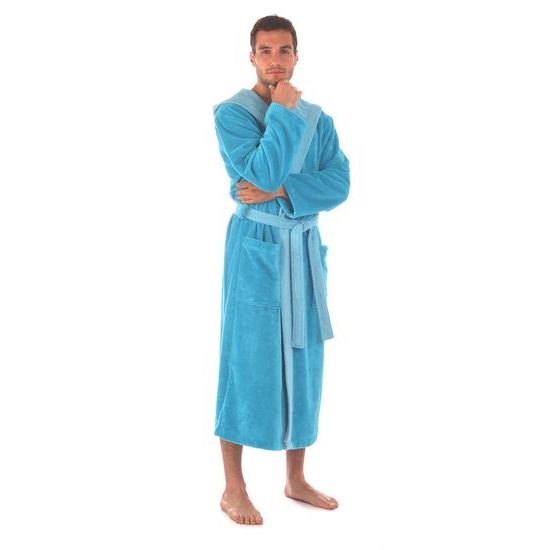 Unisex dlouhý savý župan s kapucí TAMPA duo modrá