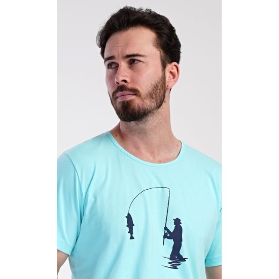 Pánské pyžamo šortky Rybář - mentolová