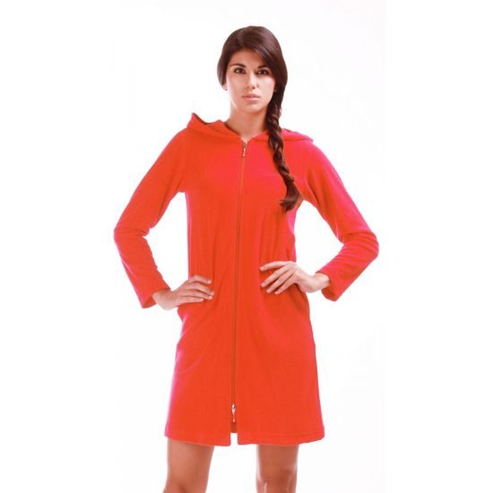 Dámský 3/4 župan s kapucí a dlouhým rukávem BARI Cherry tomato