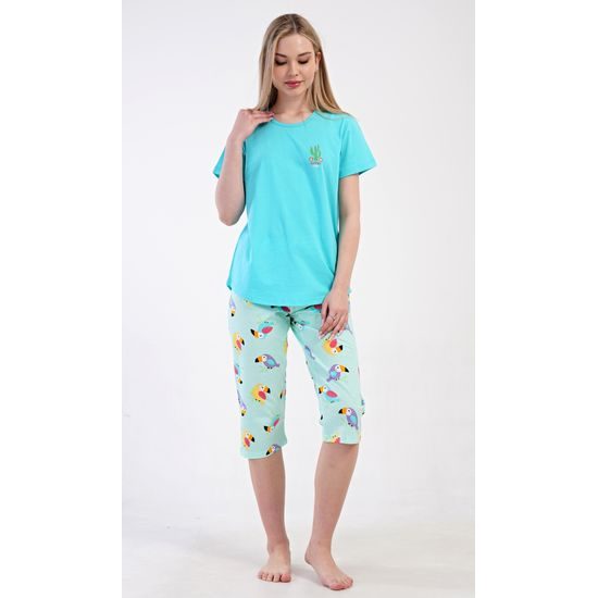 Dámské pyžamo kapri Papoušek - tyrkysová