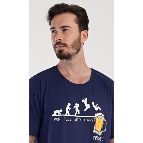 Pánská noční košile s krátkým rukávem Filip - tmavě modrá