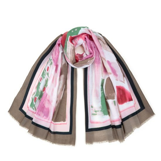 Abstraktní šátek - tmavobéžová