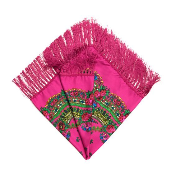 Šedý folkový šátek s dlouhými třásněmi