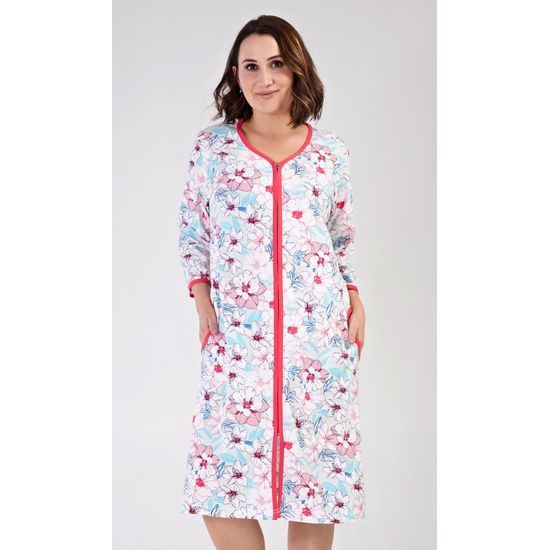 Dámské domácí šaty s tříčtvrtečním rukávem Elen - lososová