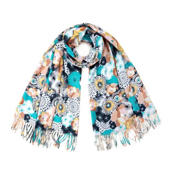 Šál s modrými květy