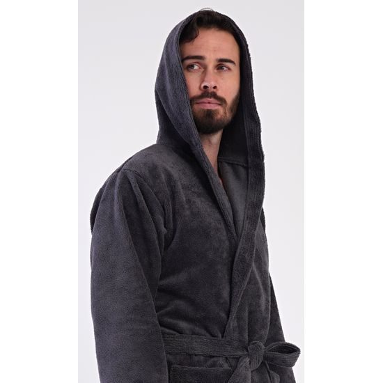 Pánský župan s kapucí Alex - tmavě šedá