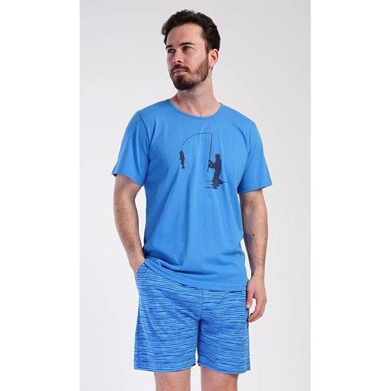 Pánské pyžamo šortky Rybář - modrá