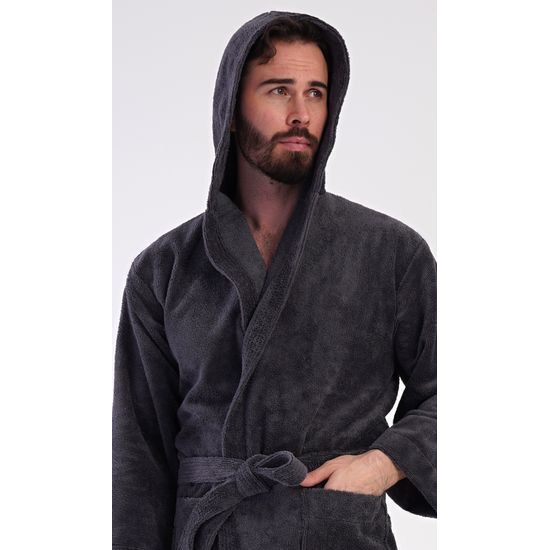 Pánský župan s kapucí Alex - antracitová