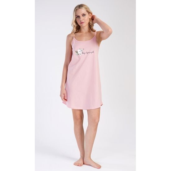 Dámská noční košile na ramínka Zuzana - světle růžová
