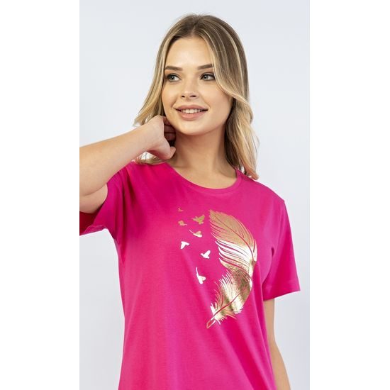 Dámská noční košile s krátkým rukávem Patricie - tmavě růžová