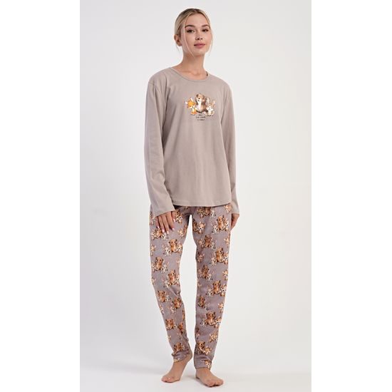 Dámské pyžamo dlouhé Olivia - bílá káva