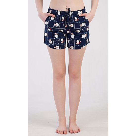 Dámské pyžamové šortky Ovečky - tmavě modrá